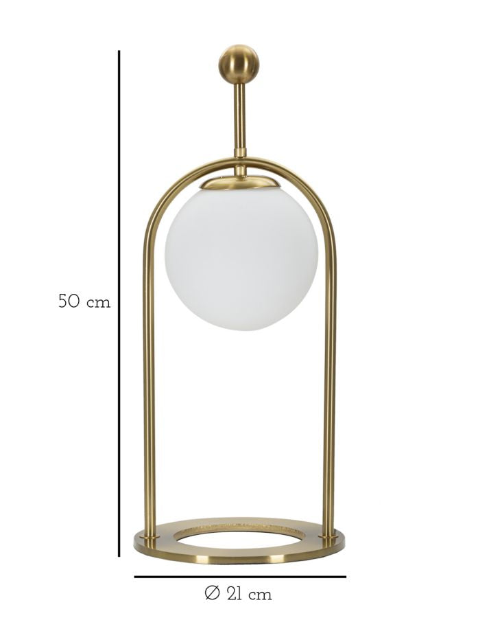Globe minimal asztali lámpa – arany keret, üveggömb búra, Ø 21X50 Mauro Ferretti