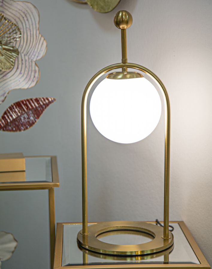 Globe minimal asztali lámpa – arany keret, üveggömb búra, Ø 21X50 Mauro Ferretti