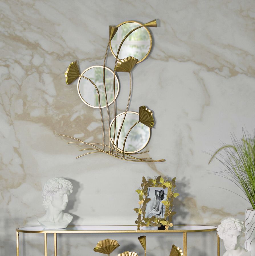 Modern fali tükör arany TRIPLE FLOW 65X8X88 cm Fali tükör Mauro Ferretti