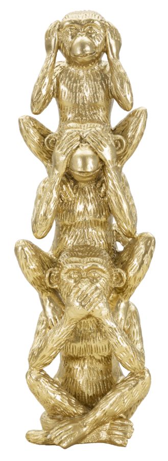 Golden Wise Monkeys – Három bölcs majom szobor dekoráció 10,5X30 cm Dekorációs figura Mauro Ferretti