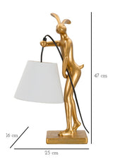 Nyúl figura asztali lámpa – arany szobor talp, fehér ernyő, 47 cm Mauro Ferretti