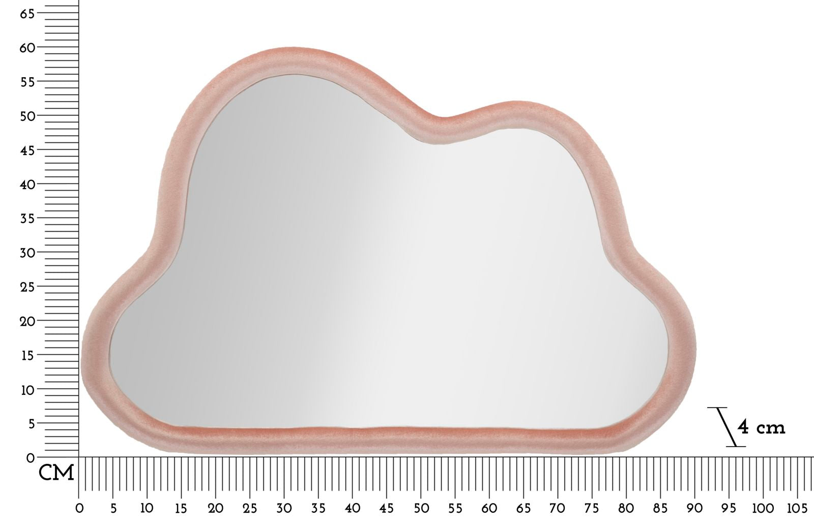 Modern fali tükör CLOUD Rózsaszín bársony 90X4X60 cm Fali tükör Mauro Ferretti