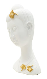Zen stílusú büszt szobor arany levelekkel 21,5X16X35 cm Dekorációs figura Mauro Ferretti