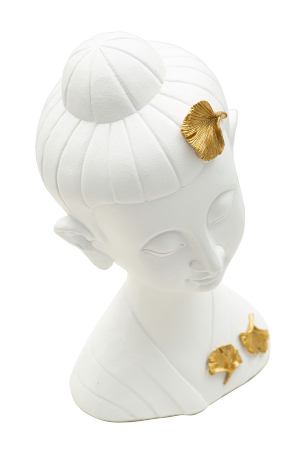 Zen stílusú büszt szobor arany levelekkel 21,5X16X35 cm Dekorációs figura Mauro Ferretti