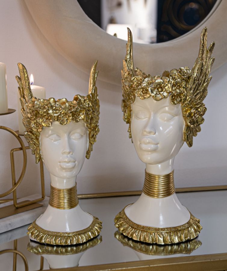 Golden Crown női büszt 17,5X17X38 cm Dekorációs figura Mauro Ferretti