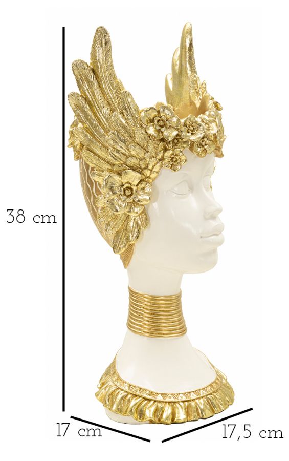 Golden Crown női büszt 17,5X17X38 cm Dekorációs figura Mauro Ferretti