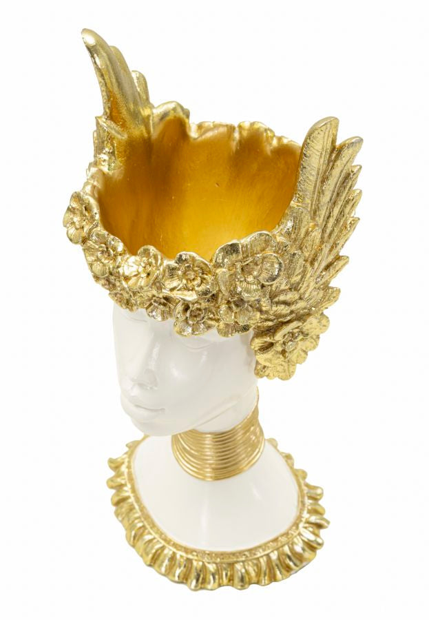 Golden Crown női büszt dekoráció szobor 15X14,5X32 cm Dekorációs figura Mauro Ferretti