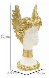Golden Crown női büszt dekoráció szobor 15X14,5X32 cm Dekorációs figura Mauro Ferretti