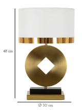 Modern Geometria asztali lámpa – arany-fekete talp, fehér ernyő, 53 cm Mauro Ferretti