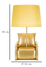 Fotel design asztali lámpa – arany szobor talp, arany ernyő, 46 cm Mauro Ferretti