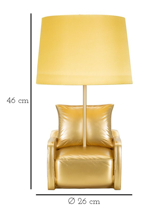 Fotel design asztali lámpa – arany szobor talp, arany ernyő, 46 cm Mauro Ferretti