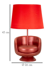 Szék design asztali lámpa – piros szobor talp, piros ernyő, 43 cm Mauro Ferretti