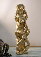 Golden Wise Monkeys – Három bölcs majom szobor dekoráció 10,5X30 cm Dekorációs figura Mauro Ferretti