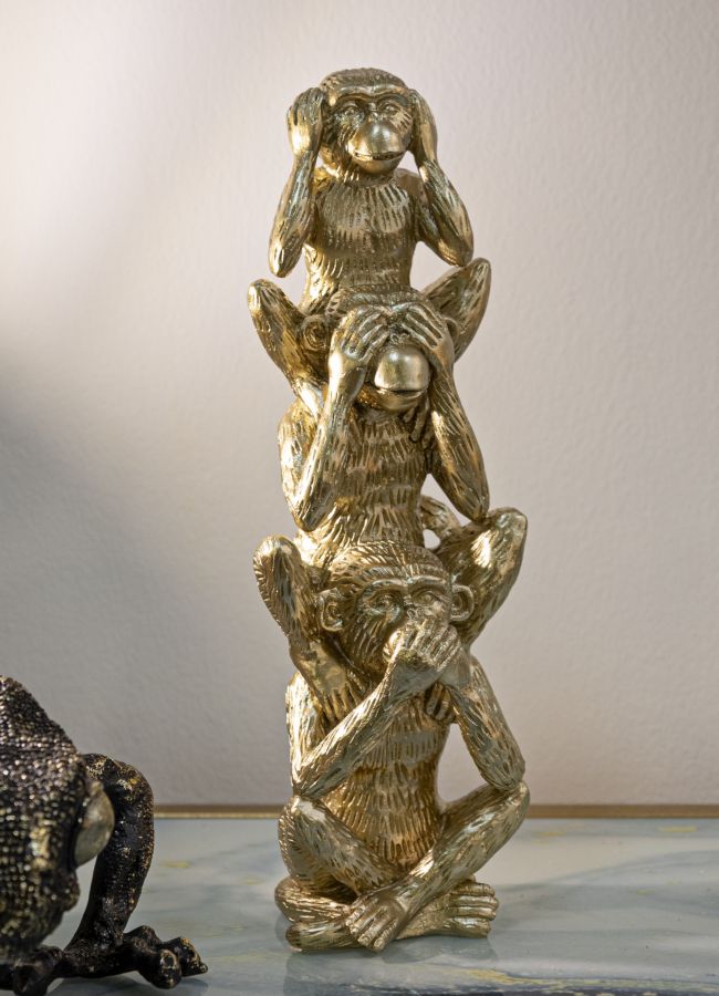 Golden Wise Monkeys – Három bölcs majom szobor dekoráció 10,5X30 cm Dekorációs figura Mauro Ferretti