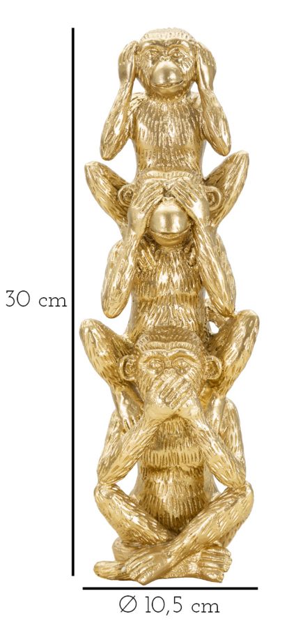 Golden Wise Monkeys – Három bölcs majom szobor dekoráció 10,5X30 cm Dekorációs figura Mauro Ferretti