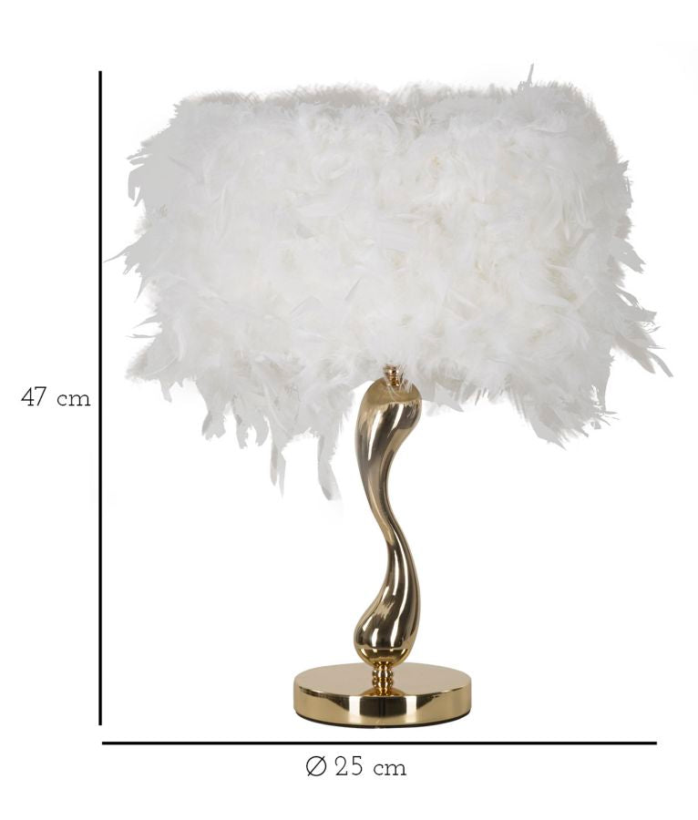 Tollas design asztali lámpa arany talppal fehér ernyővel 47 cm Mauro Ferretti