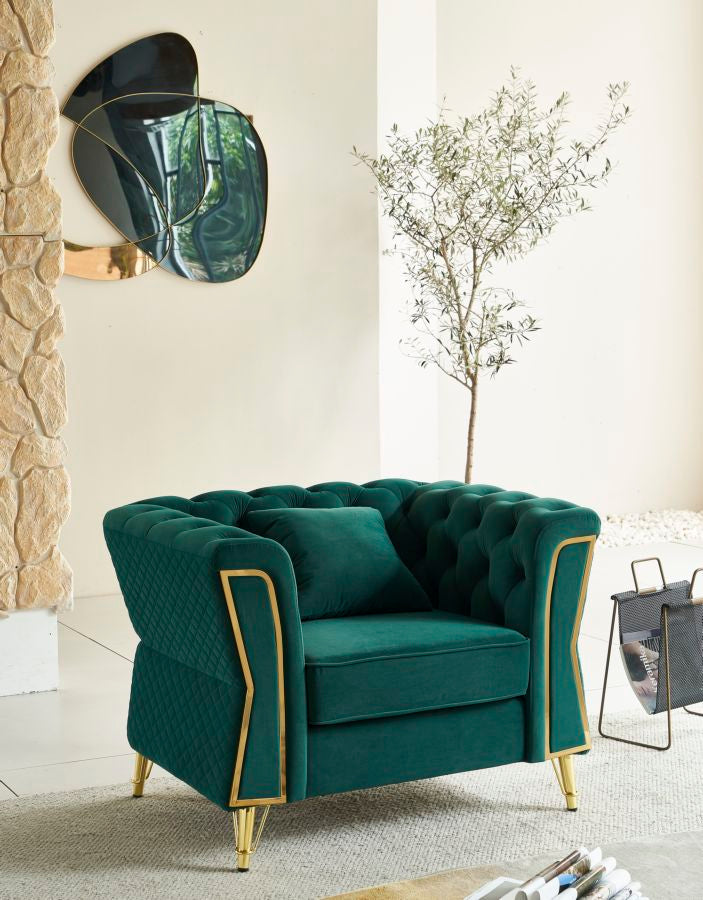Ochre zöld bársony modern fotel arany lábakkal Fotel Mauro Ferretti