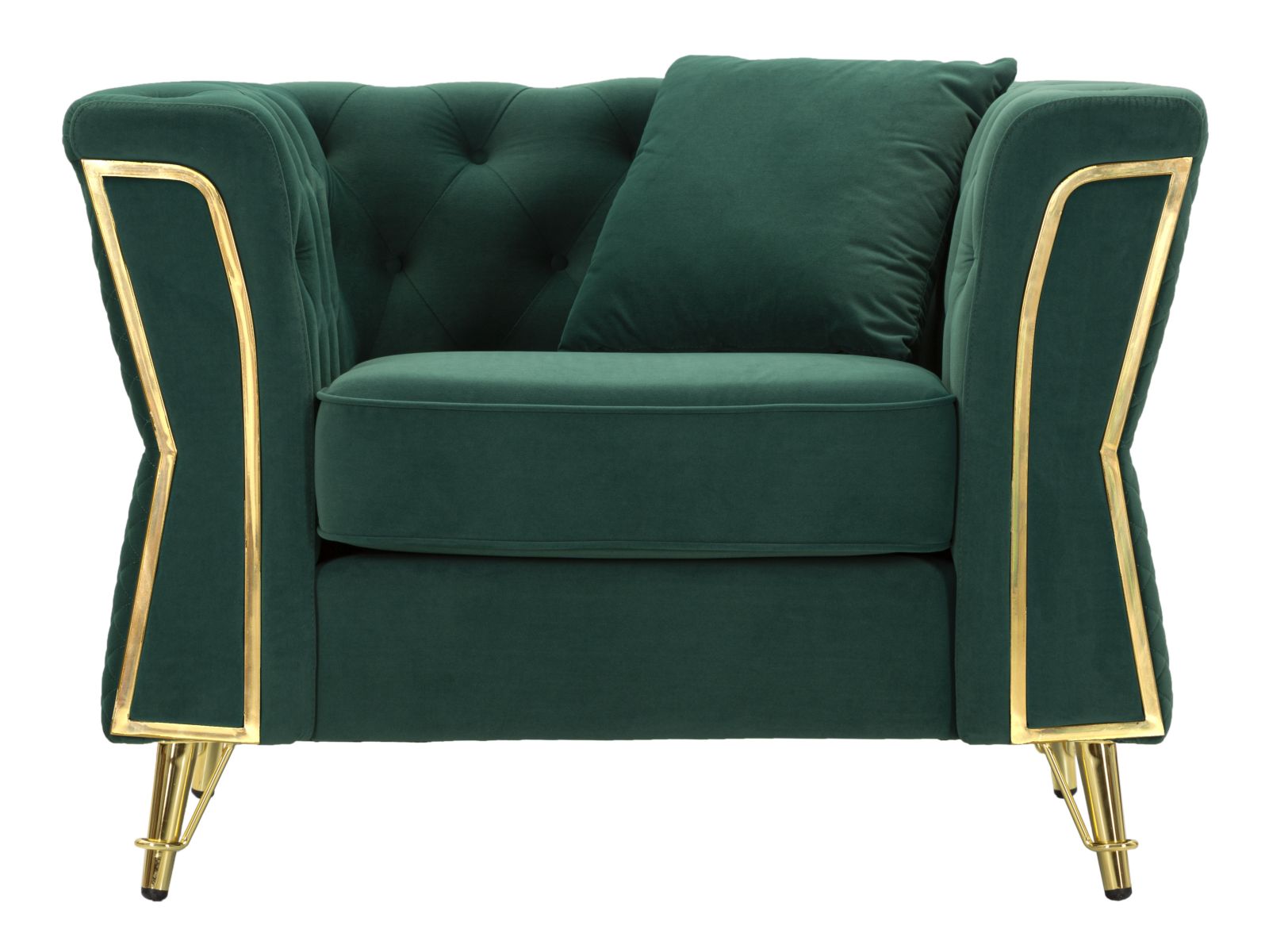 Ochre zöld bársony modern fotel arany lábakkal Fotel Mauro Ferretti