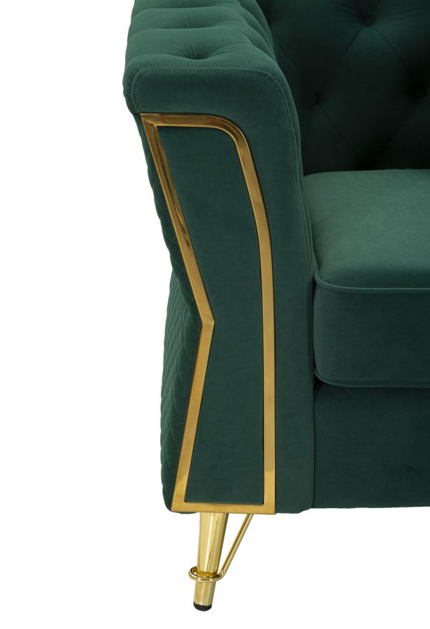 Ochre zöld bársony modern fotel arany lábakkal Fotel Mauro Ferretti