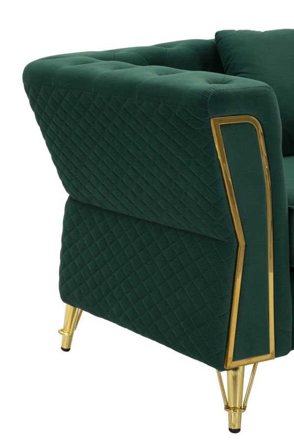 Ochre zöld bársony modern fotel arany lábakkal Fotel Mauro Ferretti