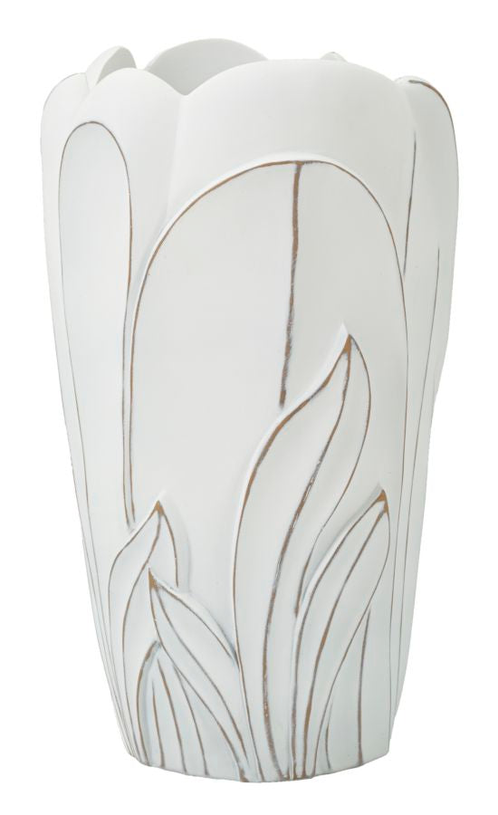 Isotta fehér modern váza levélmintás Ø29x48 cm Váza Mauro Ferretti
