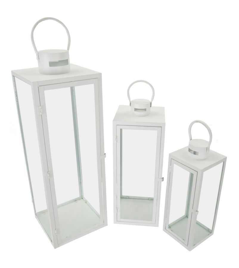 Modern fehér színű lámpás készlet – 3 db 22X22X66-18X18X49,5-14X14X39 cm Dekorációs figura Mauro Ferretti