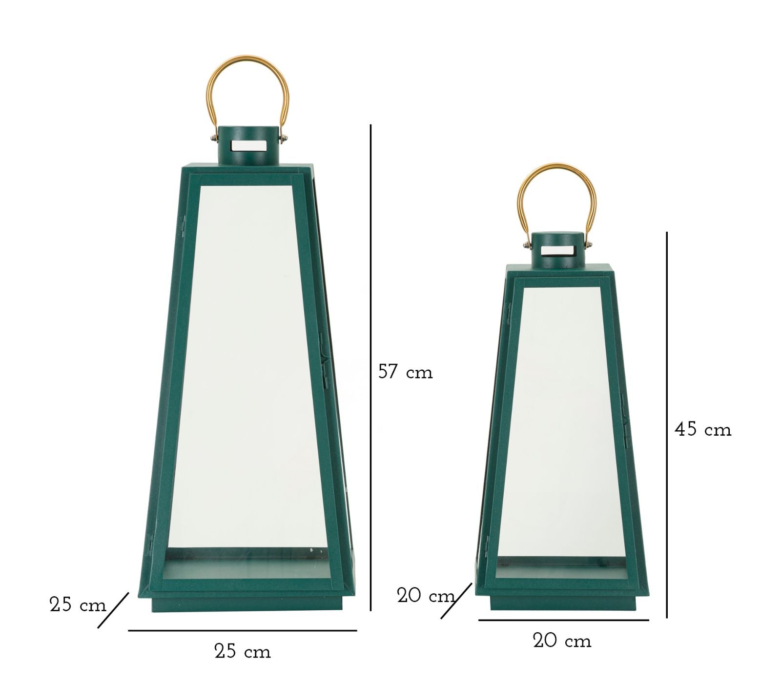 Zöld fém lámpás készlet – 2 db Ø25x57 cm és Ø20x45 cm Dekorációs figura Mauro Ferretti