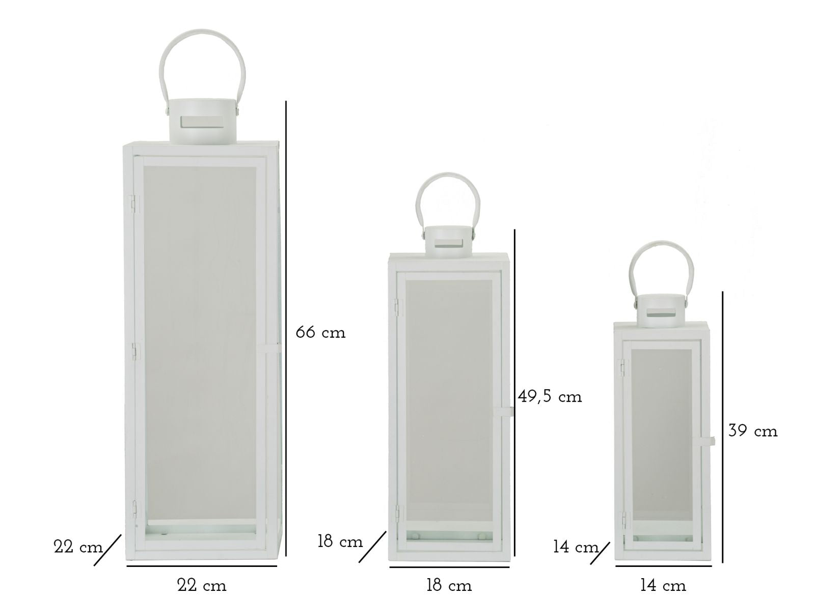 Modern fehér színű lámpás készlet – 3 db 22X22X66-18X18X49,5-14X14X39 cm Dekorációs figura Mauro Ferretti
