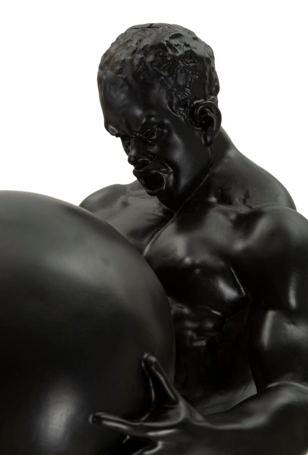 Atlas klasszikus fekete görög stílusú szobor 18,5X20,5X43,5 cm Dekorációs figura Mauro Ferretti