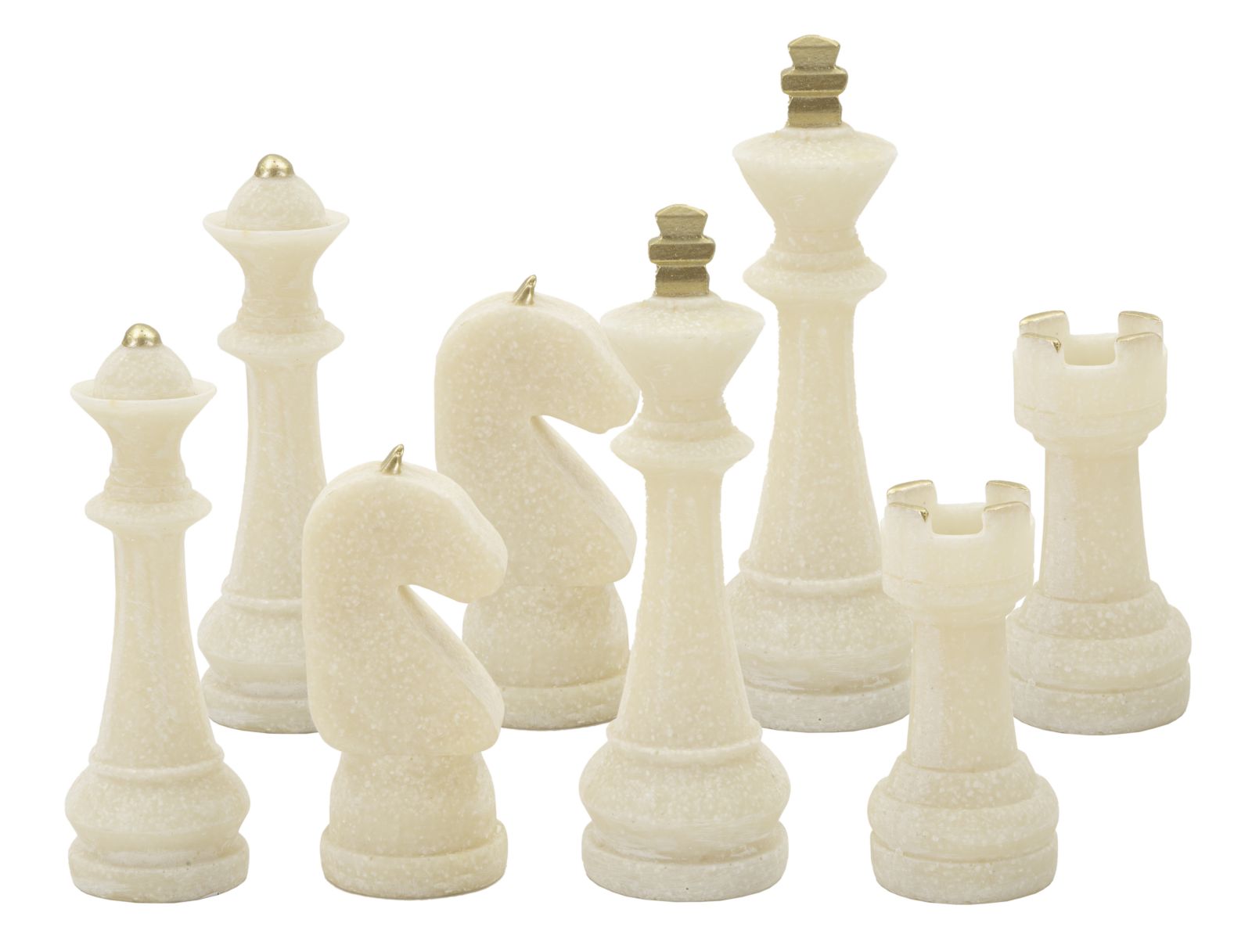 Dekor sakkfigura szett fehér színben 8 db szett Ø 4,4X9,2-4,3X13,3-5X16-X4,5X10,3 cm Dekorációs figura Mauro Ferretti