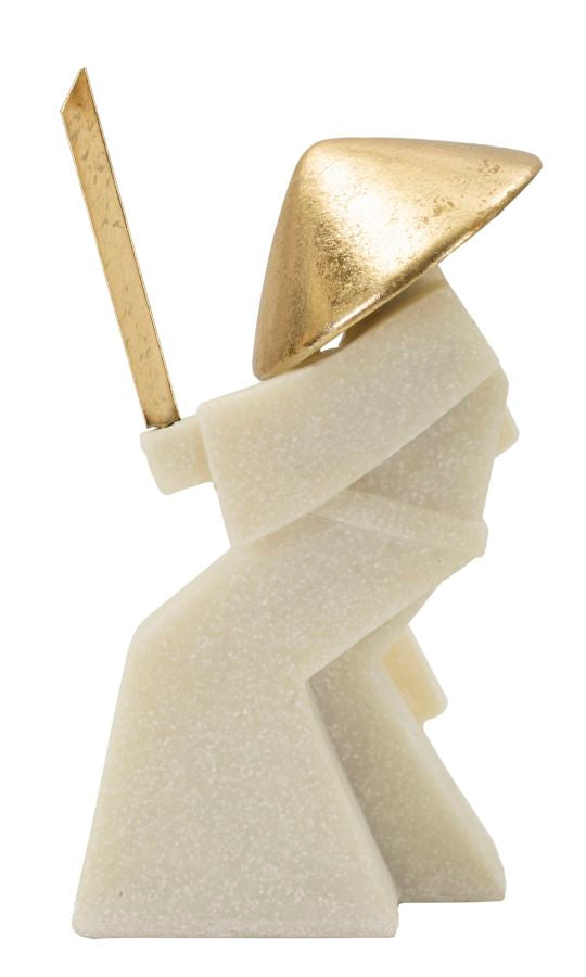 Modern Samurai szobor – fehér arany 14X9X24,5 cm Dekorációs figura Mauro Ferretti
