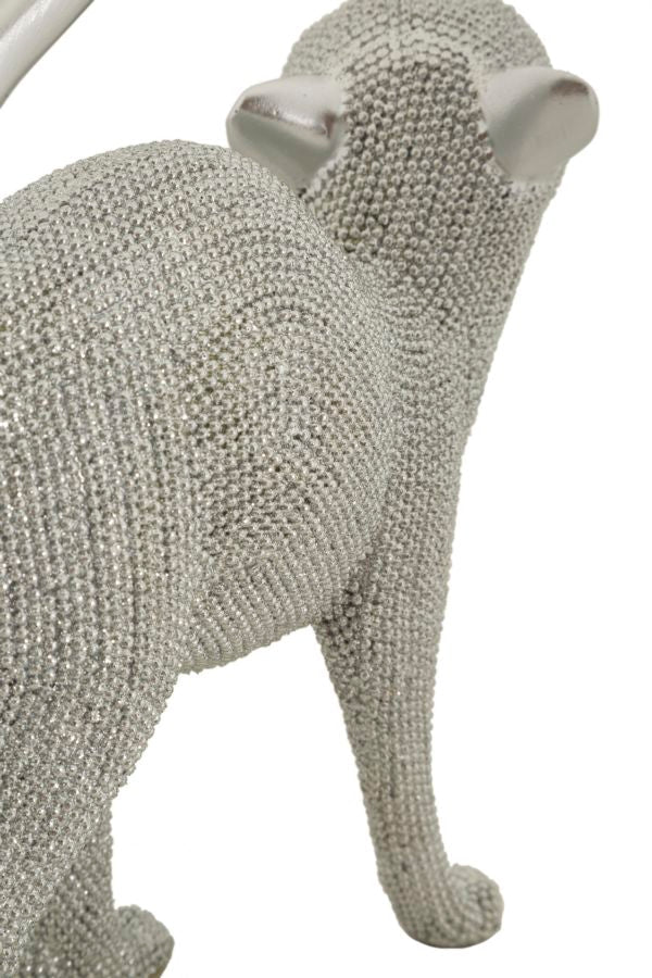 Modern ezüst macska szobor – 17,5x9x26 cm Dekorációs figura Mauro Ferretti