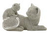 Ezüst cica mama kölyökkel szobor 19X9X13 cm Dekorációs figura Mauro Ferretti