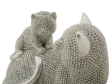 Ezüst cica mama kölyökkel szobor 19X9X13 cm Dekorációs figura Mauro Ferretti