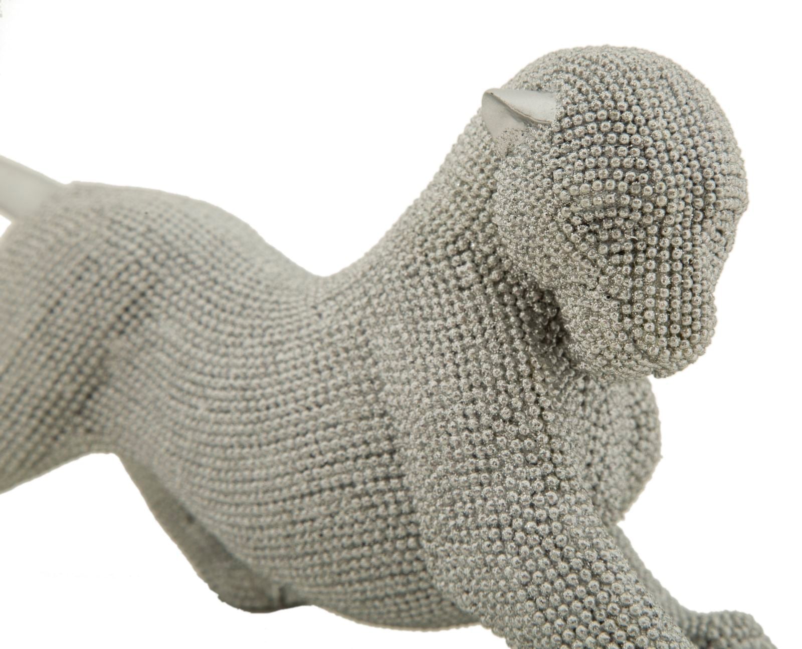 Modern Ezüst gyöngyös párduc szobor 32X9X11 cm Dekorációs figura Mauro Ferretti