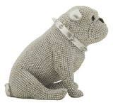 Ezüst gyöngyös bulldog dekoráció 17X11X14 cm Dekorációs figura Mauro Ferretti