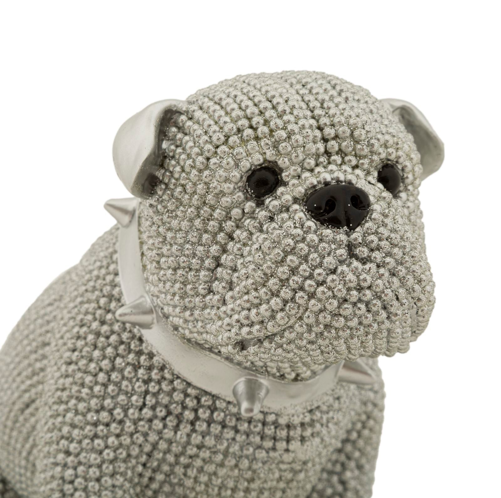 Ezüst gyöngyös bulldog dekoráció 17X11X14 cm Dekorációs figura Mauro Ferretti