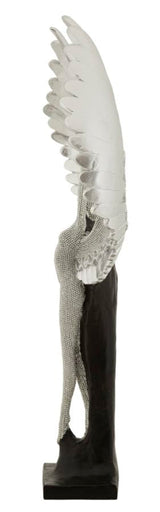 Ezüst angyal modern szobor széttárt szárnyakkal 26X9X48 cm Dekorációs figura Mauro Ferretti