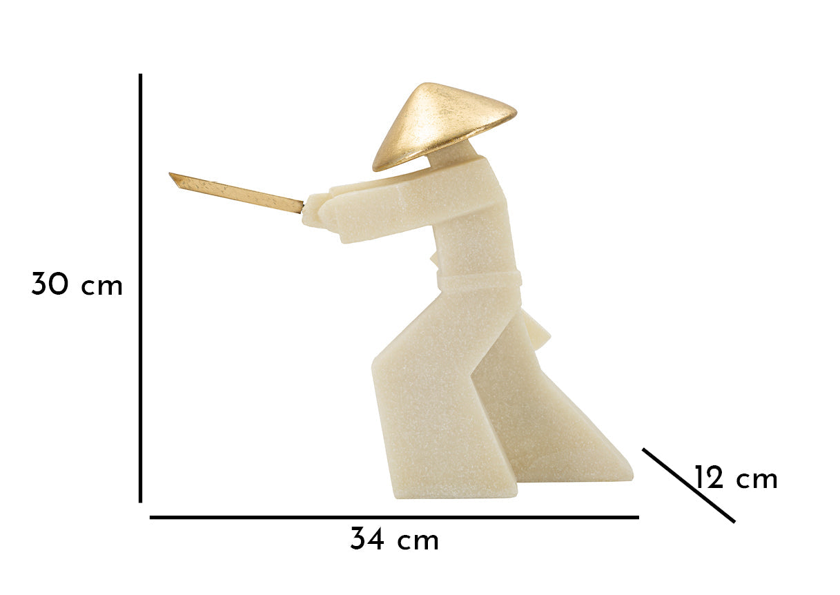 Modern Samurai szobor – fehér arany 34X12X30 cm Dekorációs figura Mauro Ferretti