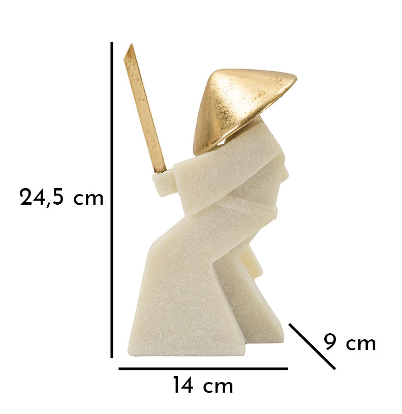 Modern Samurai szobor – fehér arany 14X9X24,5 cm Dekorációs figura Mauro Ferretti