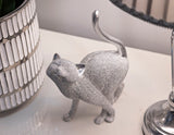 Modern ezüst macska szobor – 17,5x9x26 cm Dekorációs figura Mauro Ferretti