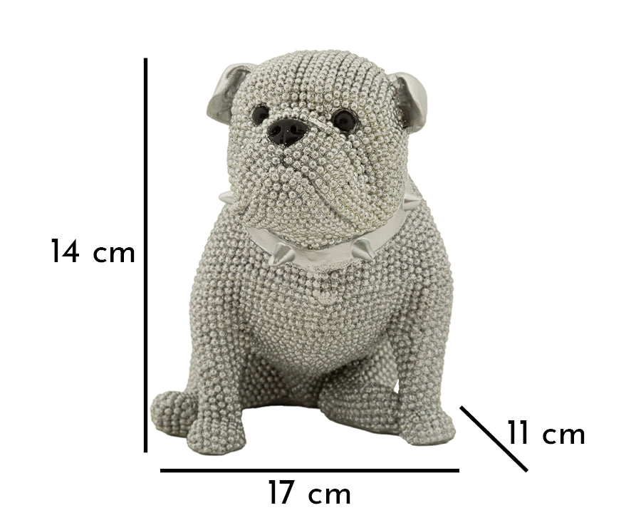 Ezüst gyöngyös bulldog dekoráció 17X11X14 cm Dekorációs figura Mauro Ferretti