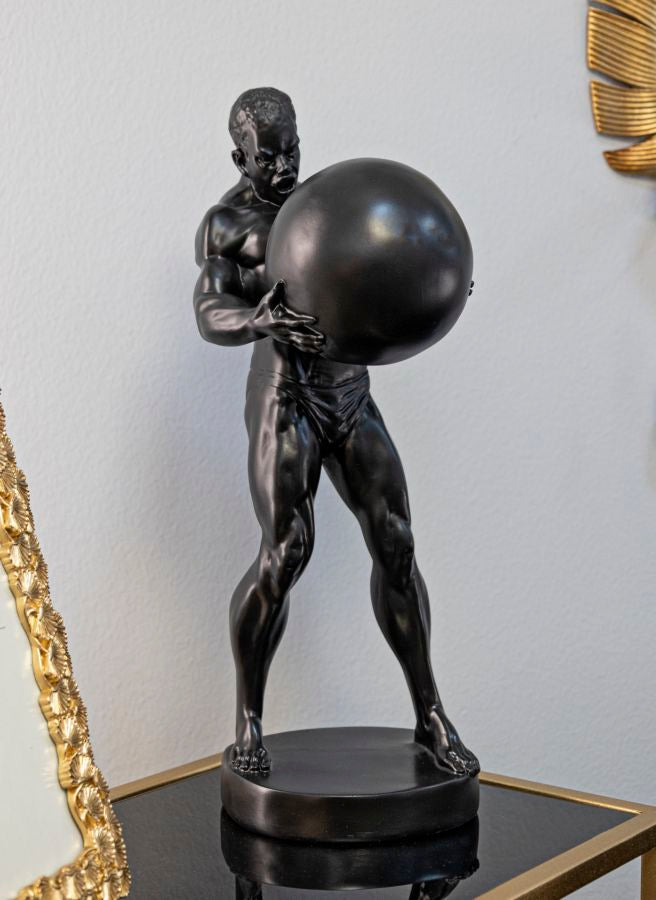 Atlas klasszikus fekete görög stílusú szobor 18,5X20,5X43,5 cm Dekorációs figura Mauro Ferretti
