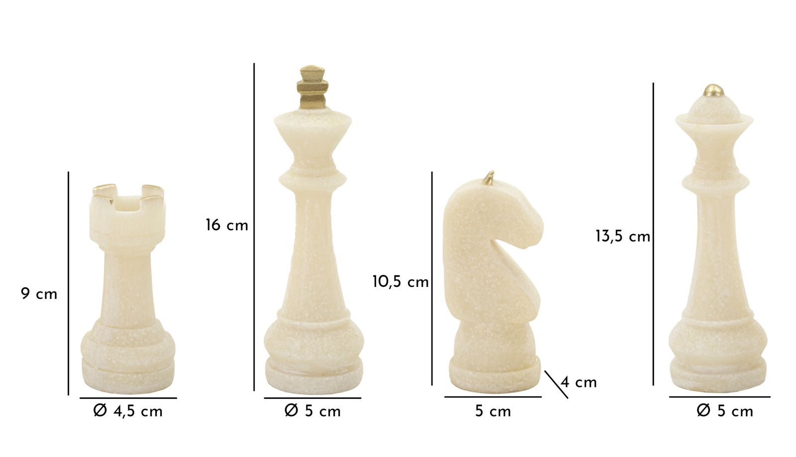 Dekor sakkfigura szett fehér színben 8 db szett Ø 4,4X9,2-4,3X13,3-5X16-X4,5X10,3 cm Dekorációs figura Mauro Ferretti