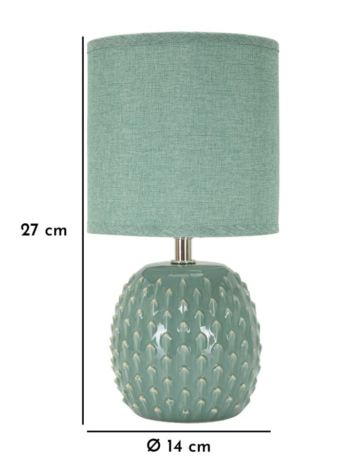 Modern türkiz kerámia asztali lámpa textil ernyővel Ø 14x27 cm Mauro Ferretti