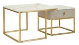 Modern dohányzóasztal lerakóasztallal Ivory & Or – krém és arany Modern lerakóasztal Mauro Ferretti