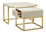 Modern dohányzóasztal lerakóasztallal Ivory & Or – krém és arany Modern lerakóasztal Mauro Ferretti