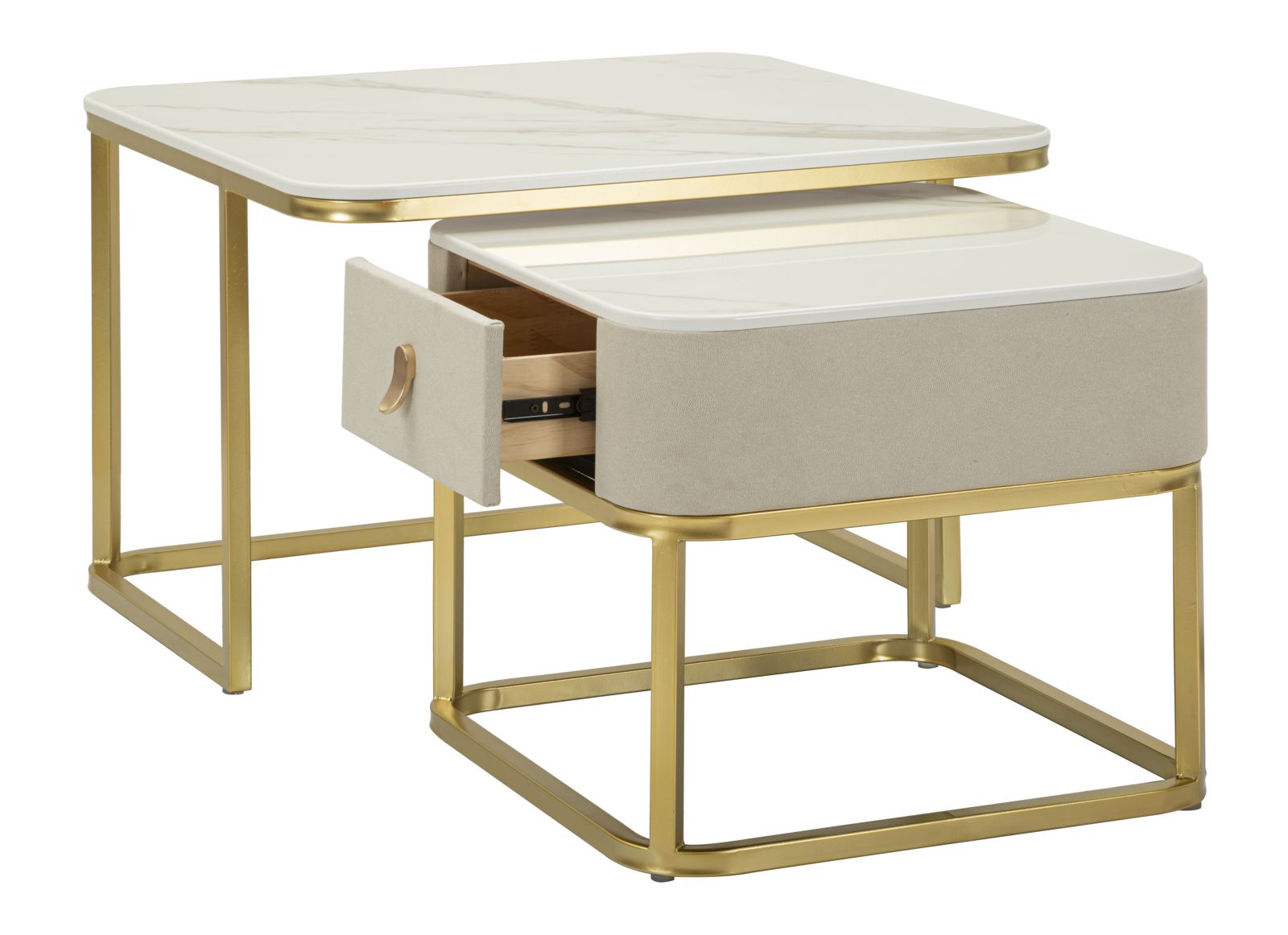 Modern dohányzóasztal lerakóasztallal Ivory & Or – krém és arany Modern lerakóasztal Mauro Ferretti