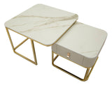 Modern dohányzóasztal lerakóasztallal Ivory & Or – krém és arany Modern lerakóasztal Mauro Ferretti