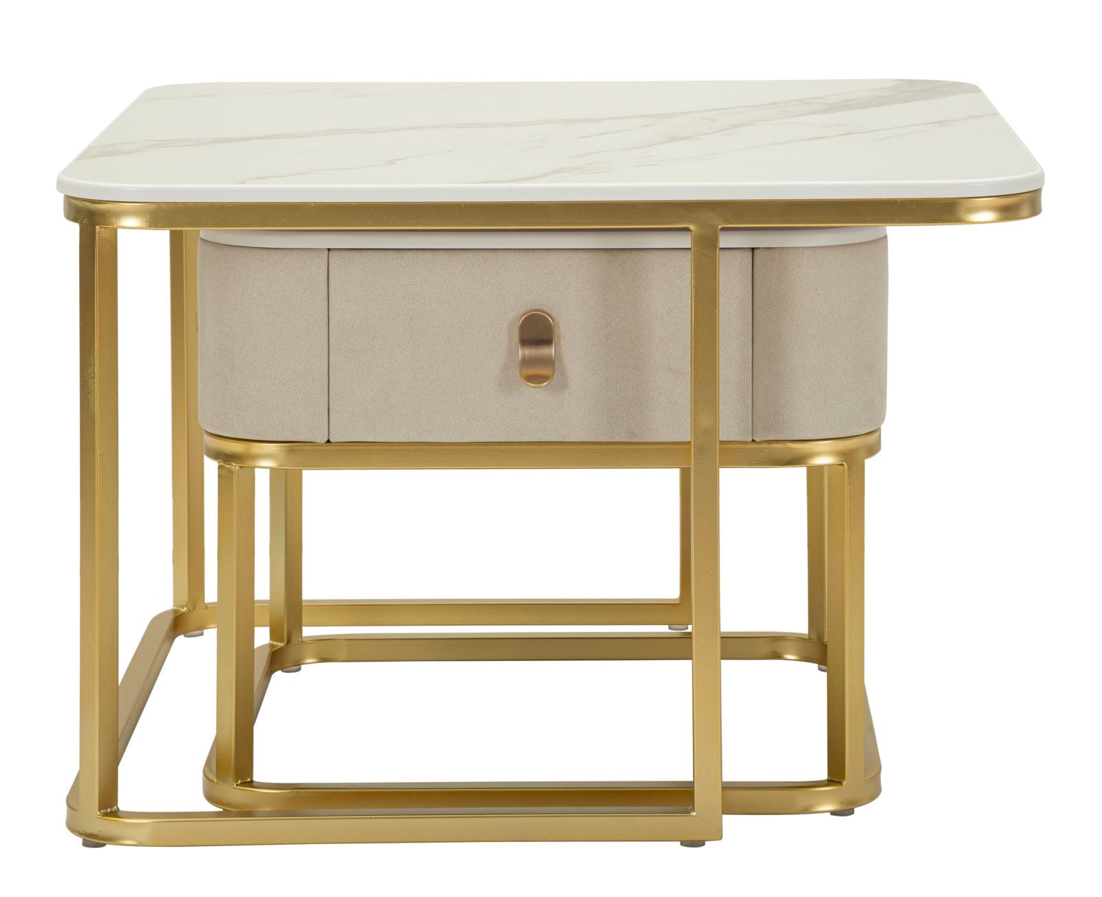 Modern dohányzóasztal lerakóasztallal Ivory & Or – krém és arany Modern lerakóasztal Mauro Ferretti